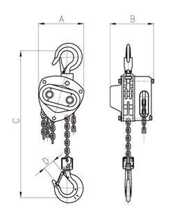 Chain block Global Lifting Group specifications drawing