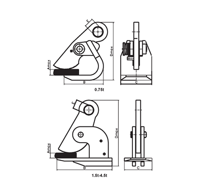 Diagram of the Global Lifting Group's Horizontal Plate Clamps
