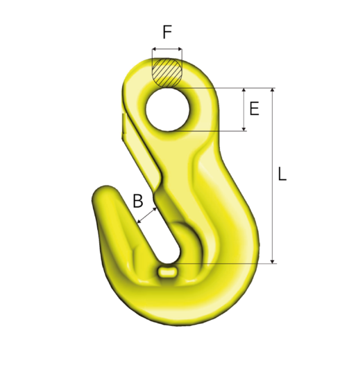 Drawing of the Gunnebo Grab Hook OG, a durable piece of lifting equipment.