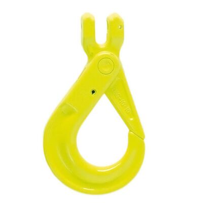 The Grade 10 Gunnebo Safety Hook BKG has a clevis connector and standard latch.