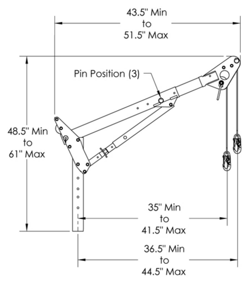 Two-Piece Adjustable Upper Mast Honeywell DuraHoist™  drawing