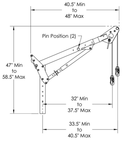 Two-Piece Adjustable Upper Mast Honeywell DuraHoist™  drawing