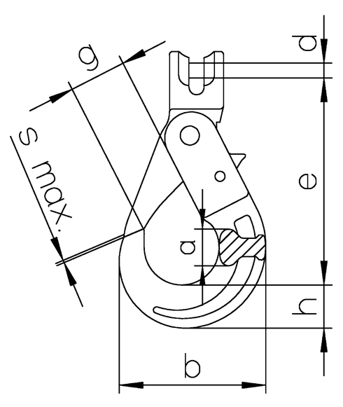 Clevis Safety Hook Pewag KLHW product description drawing
