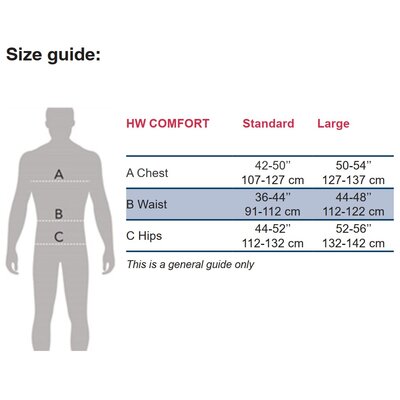 POWERTEX HW COMFORT r-PET safety harness size guide