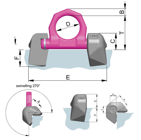 Weld-on Lifting Device RUD VRBK-FIX specifications and measurements