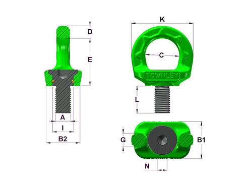 Swivel Eyebolt Townley specifications and measurements