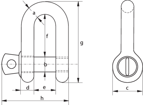 Dee Shackles with Screw Collar Pin G-4151 specifications drawing