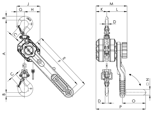 Ratchet Lever Hoist Yale Ergo360 specifications