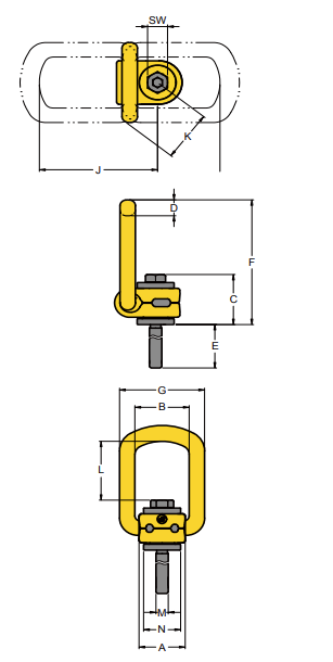 Lifting Point 8-211 Long bolt drawing and specifications