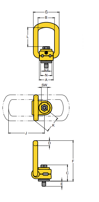 Diagram of the Yoke Lifting Point 8-211 for lifting and rigging operations