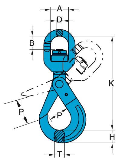 Yoke Swivel Self Locking Hook X-027N specifications and measurements